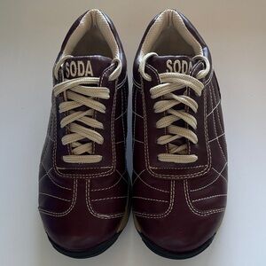 Soda Maroon Laker Sneakers with Beige Laces Size 7